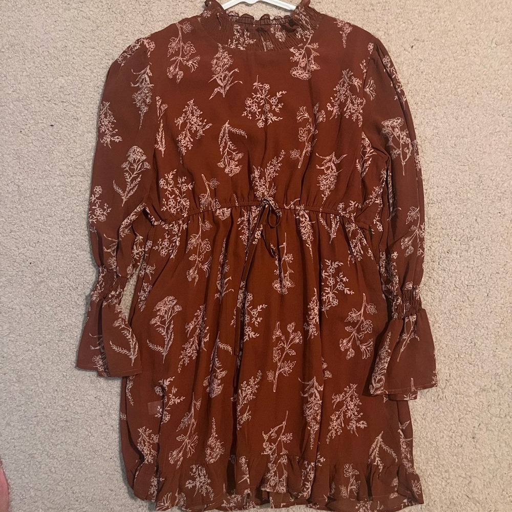 SHEIN Brown Floral Dress